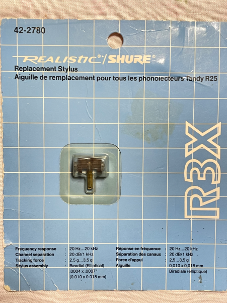 Original Shure / Realistic  R3X Elliptical Stylus Needle for R47XT